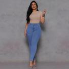 Calça Jeans Vizzary Skinny Puída Cintura Alta Feminina - Azul Claro