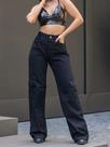 Calça Jeans Wide Lag, COR PRETA TAM 36
