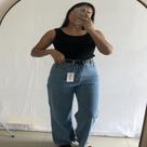 calça jeans wide leg azul claro alexia