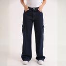 Calça Jeans Wide Leg Bolso Cargo Feminino Revanche Mianmar