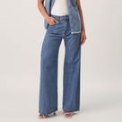 Calça Jeans Wide Leg Cintura Alta Azul Médio