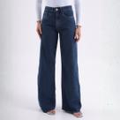 Calça Jeans Wide Leg Com Recorte Lateral Feminina Revanche Itabaiana