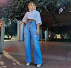 Calça jeans wide leg cos duplo