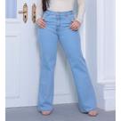 Calça Jeans Wide Leg Lavagem Clara com Caimento Solto e Modelagem Moderna