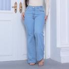 Calça Jeans Wide Leg Lavagem Clara com Caimento Solto e Modelagem Moderna