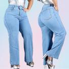 Calça Jeans Wide Leg Plus Sive 48 ao 54 Cor Azul Feminina Cintura Alta Com Barra Feita Sem Lycra 100 Jeans Premium