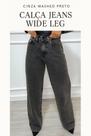 Calça Jeans Wide Leg Rajada Grafite Feminina Over Size Moda Urbana Rock