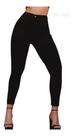Calça Jeans York Skinny Capri Bolso Faca Preta Zíper Barra