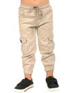 Calça Jogger Cargo Sarja Kids Menino Lycra Cordão de Ajuste