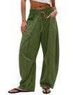 Calça jogger MSBESYOR de perna larga, cintura alta, verde-escuro