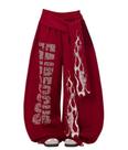 Calça jogger oversized com estampa gráfica JEFQJDJ, vermelha, tamanho grande Calça jogger oversized com estampa gráfica JEFQJDJ, vermelha, tamanho grande