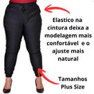 Calça Jogger Plus Size Feminina Com Punho Bolso em Bengaline