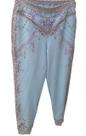 CALÇA JOGGER Tamanho: G Estampa: Verde com Arabesco Dourado e Flores Lilás e Branco