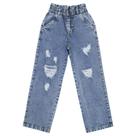 Calça Juvenil Look Jeans Pantalona Jeans