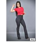 Calça K2B Flare Com Bolso Tecido Grosso Preta Bolso Atras Boca Larga Para formaturas e Uniformes