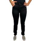 Calca Lee Feminina Preta Cintura Alta Com Elastano Reta Marion