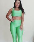 Calça legging canelada alto brilho
