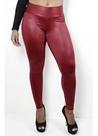 Calça Legging Cirre Cintura Alta Brilho Molhado Couro Lycra