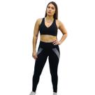 Calça Legging Faixa lateral Suplex Poliamida fuso esporte Ginstica