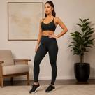 Calça Legging Feminina Cintura Alta com Detalhe Listrado Texturizado nas Laterais Selene Calça Legging Feminina Cintura Alta com Detalhe Listrado Texturizado nas Laterais Selene