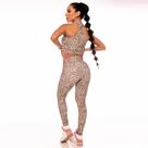 Calça Legging Feminina Cintura Alta Fitness Cós Franzido Onça