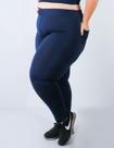 Calça Legging Feminina Plus Size Azul Marinho com Bolsos