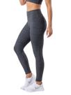 Calça Legging Fitness Academia Jacquard Textura Cinza