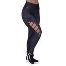 Calça legging fitness cirrê estampado detalhe tiras vazada perna orbis - verde