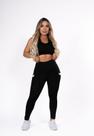 Calça Legging Fitness com Bolso Verde Academia Preta