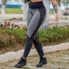 Calça Legging Fitness com Cintura Alta Com Recortes em Tela de Poliamida Fitmoda