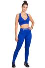 Calça Legging Fitness com Zíper Frontal em Power Suplex Azul