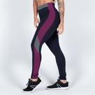 Calça Legging Fitness Dily Poliamida Preta com Recortes Malbec e Cinza Sem Transparência para Treino