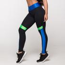 Calça Legging Fitness Poliamida com Detalhes Azul e Verde Ca
