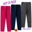 Calça Legging Flanelada Infantil Juvenil Menina Térmica Suplex Peluciado Forrado Quentinha Inverno 4-16 Kit 1-3-4 pçs