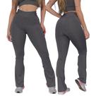 Calça Legging FLARE, Bailarina, Boca de Sino, Suplex Cintura Alta, Academia, Social ou Casual -Cinza