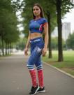 Calça legging homem aranha azul