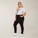 Calça Legging Jogger Plus Size K2B Preta Feminina Confortável Cintura Alta