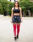 Calça legging mulher maravilha vermelha tamanho g