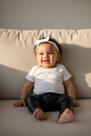 Calça Legging para Bebê Cirrê Preta Macia com Elástico na Cintura