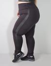 Calça Legging Plus Size Punho Preta Cós Alto com Cirrê