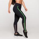Calça Legging Poliamida com Listra Verde e Detalhe Chumbo Ro