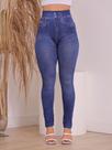 Calça Legging Premium Cintura Alta Fake Emita Jeans Blue Tendencia- Azul