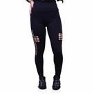 Calça Legging Preta Corte A Laser De Cruz Proteção Uv Suplex