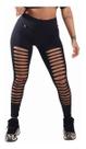 Calça Legging Rock Cortes A Laser Proteção Uv Suplex Preta