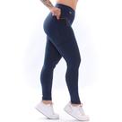 Calça Legging Suplex Bolso Lateral Corrida Azul Marinho
