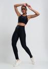 Calça Legging Suplex Canelada com Brilho e Recortes Preto Salvatore