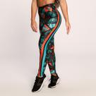 Calça Legging Suplex Estampado Preto Verde e Laranja Abstrat