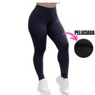 Calça Legging Térmica Peluciada Suplex Flanelado Cós Alto PRETA