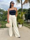 Calça Linho Wid Leg Cintura Alta cor Caque