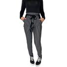 Calça Listrada Fristyle Skinny Feminina Amarração Cintura Alta